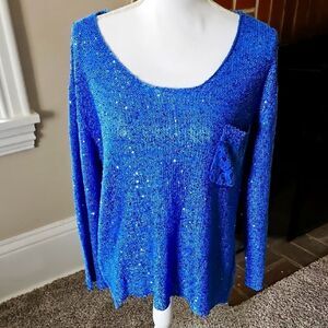Vintage Cartise Blue Sequin Women's Sweater